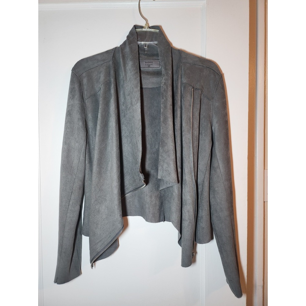 BLANKNYC Grey Faux Suede Drape Front Zip‎ Moto Jacket Women's Size M